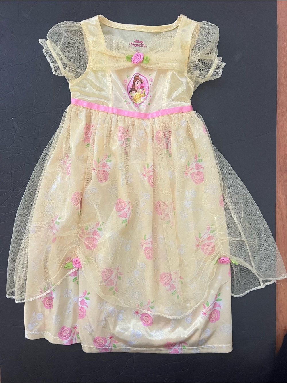 2T Disney Yellow and Pink Belle Rose Princess Costume Girl Dress